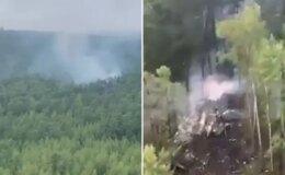 Rusya’da düşen uçağın enkazından ilk görüntüler