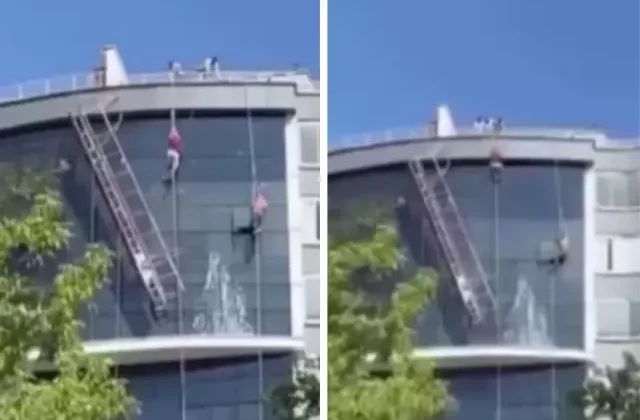 Samsun’da işçiler ölümden döndü! İskele halatı koptu, emniyet kemeri hayatta tuttu