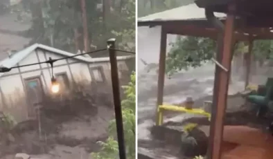 Teksas’ta mahalleler nehre döndü, evler oyuncak gibi sürüklendi