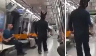 Üstünde tavşan kostümü, elinde oyuncak tüfekle metroya binen şahıs gözaltına alındı