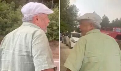 Yangının ortasında gözyaşları içinde eşini aradı