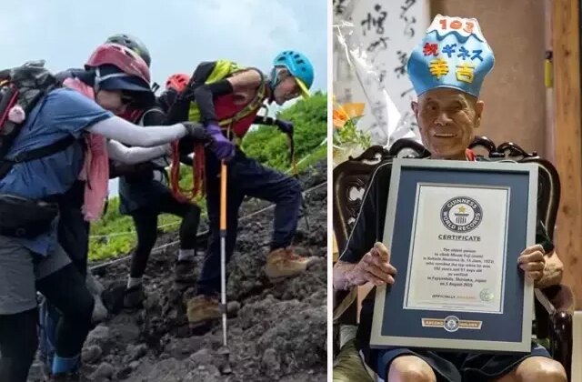 102 yaşında Fuji Dağı’na tırmanarak rekor kırdı
