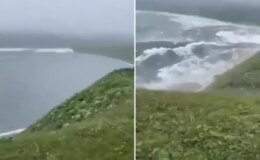 8.8’lik depremin ardından oluşan tsunami böyle görüntülendi