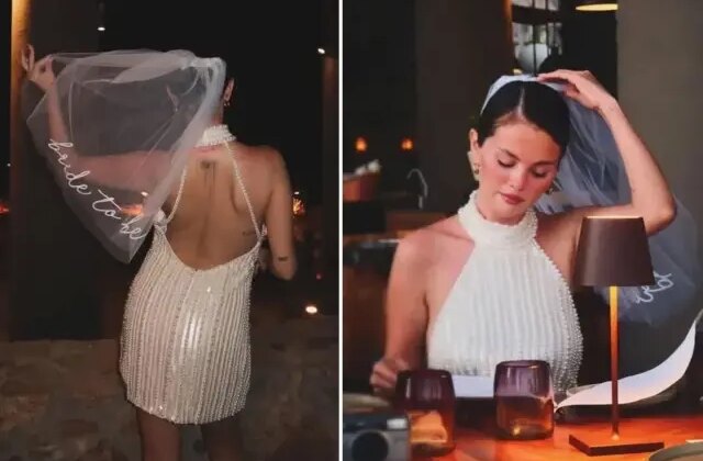 Selena Gomez’den bekarlığa unutulmaz veda! Beyazlara büründü, tül duvağını da taktı