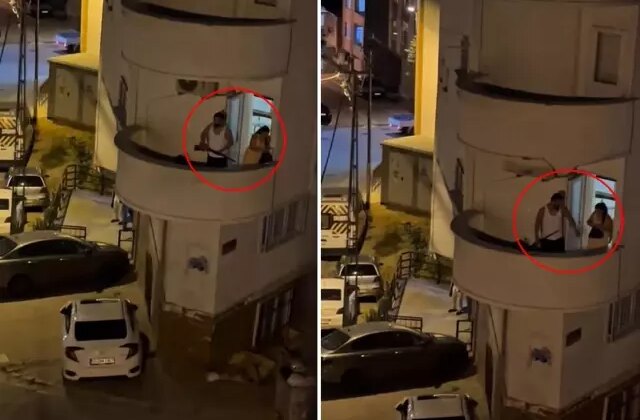 Balkona iç çamaşırı ile çıktı, komşuları uyarınca tüfekle geri döndü