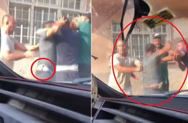 Belindeki bıçakla kavgaya girdi, sokak boks ringine döndü
