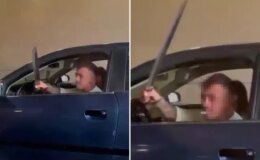 Camdan kılıç savurup trafikte terör estirdi