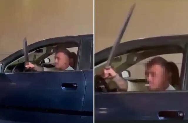 Camdan kılıç savurup trafikte terör estirdi