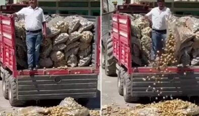 Çiftçi bir traktör patatesi köy meydanına döktü, bakanlık soruşturma başlattı