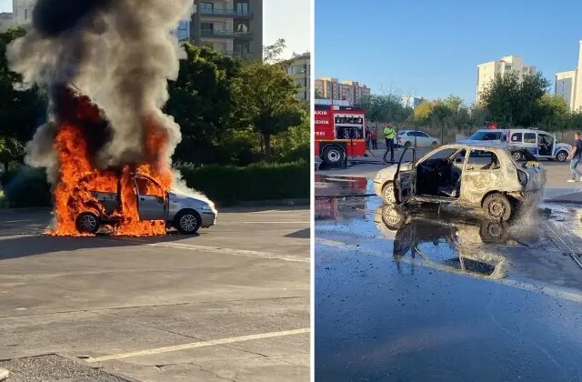 Muayeneden geçemeyen otomobilini ateşe verdi