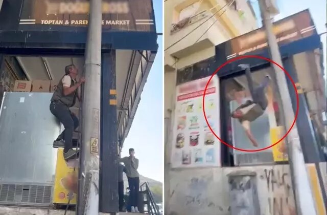 Elektrik direğinde akıma kapılan usta beton zemine çakıldı