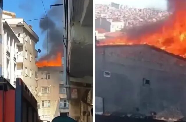 Esenler’de 5 Katlı Bina Çatısında Yangın Çıktı