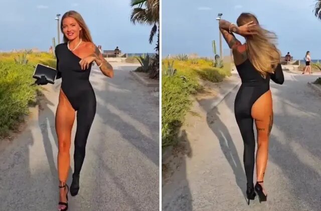 Fransız modelin olay yaratan plaj kıyafeti sosyal medyayı salladı