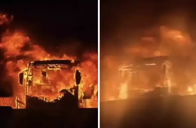 Hatay’da yolcu otobüsü alev alev yandı
