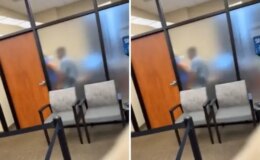 İki banka çalışanı, müşterilerin kendilerini görmediğini sanıp buzlu cam arkasında ilişkiye girdi
