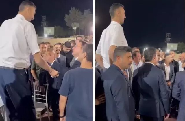 İlginç görüntüler! Ali Babacan, dünyanın en uzun insanı Sultan Kösen ile karşılaştı