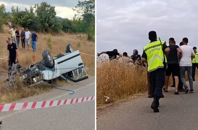 Takla atan otomobilin sürücüsü öldü, yakınları araçta yaralanan kişiye saldırdı