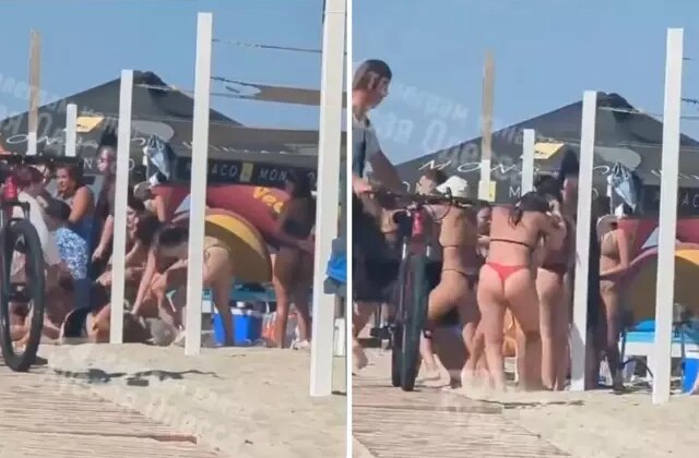 Kadınlar yasaklı Rusça şarkı yüzünden plajda saç başa kavga etti