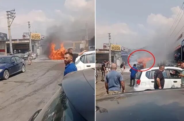 Kendi kendine yanmaya başlayan elektrikli otomobil dakikalar içinde küle döndü