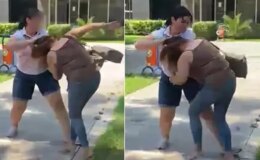 Kocasıyla birlikte bastığı kadını saçından sürükledi