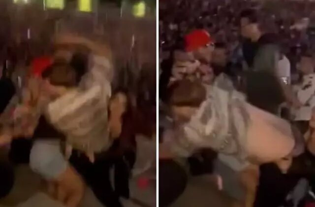 Konserde üzerine yanlışlıkla içki döken kadını bayıltana kadar yumrukladı