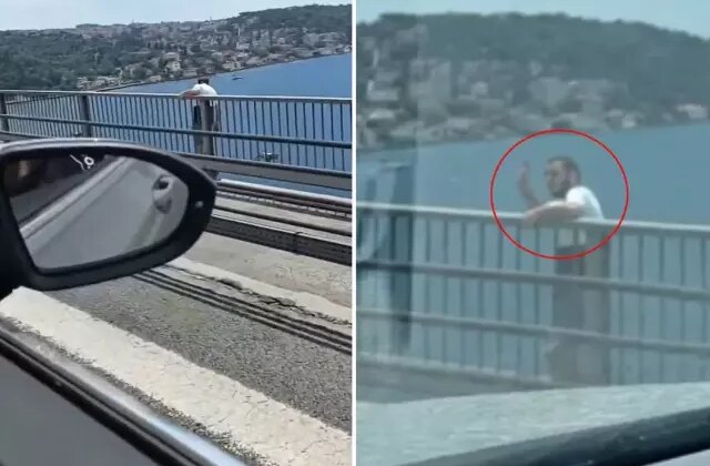 Köprüye çıkan şahıs, el salladıktan sonra kendini boşluğa bıraktı