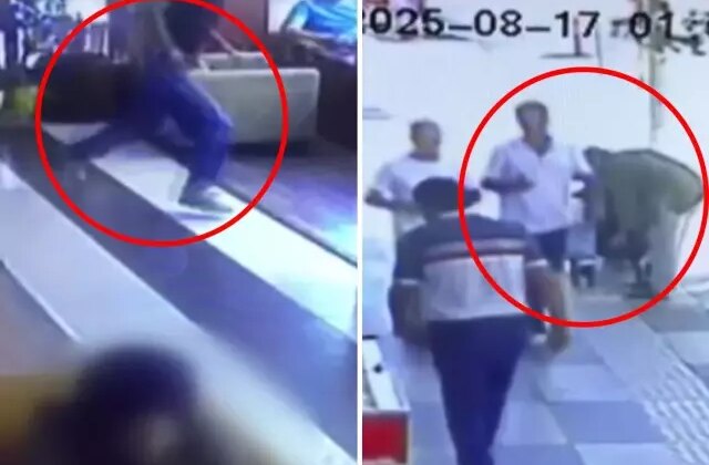 Bir anda koşarak kafenin birinci katından aşağı atladı