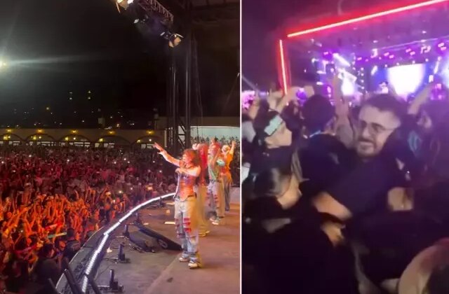Manifest konserinde istenmeyen görüntü! Tokat anı kamerada