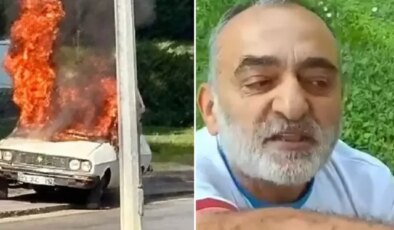 Meclis’in önünde araç yakan şahsın 16 suç kaydı çıktı! İşte yakalandığı an söyledikleri