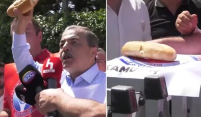 Memurlar sokağa indi! Çalışma Bakanlığı’nın önüne ekmek bıraktılar