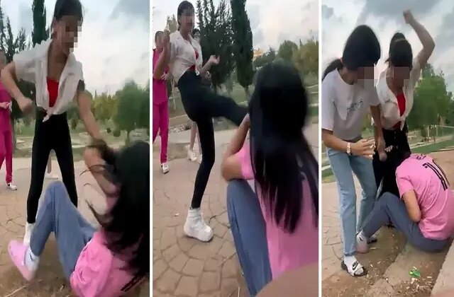 16 yaşındaki kız çocuğu, akranını tekme ve yumruklarla dövüp yerlerde sürükledi