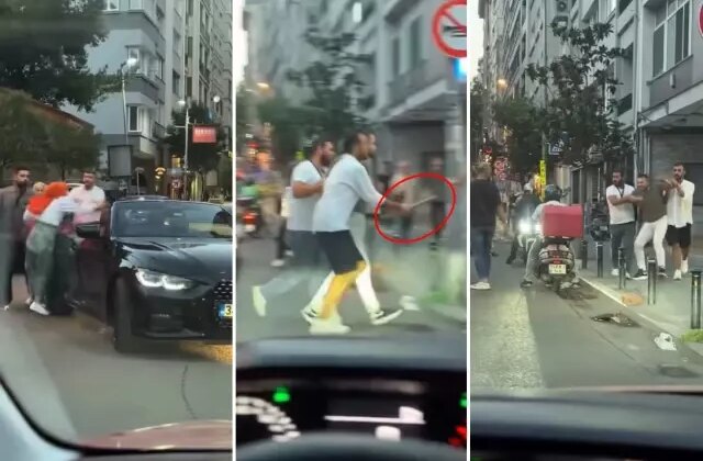 Nişantaşı’nda trafikte dehşet! Sopayla kadının üzerine yürüdü