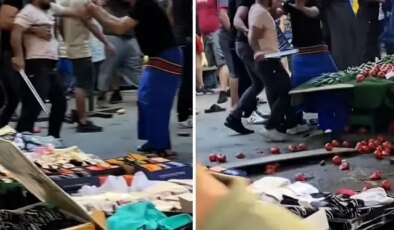 Pazarcılar arasında döner bıçaklı ‘poşet’ kavgası: 1 polis yaralandı