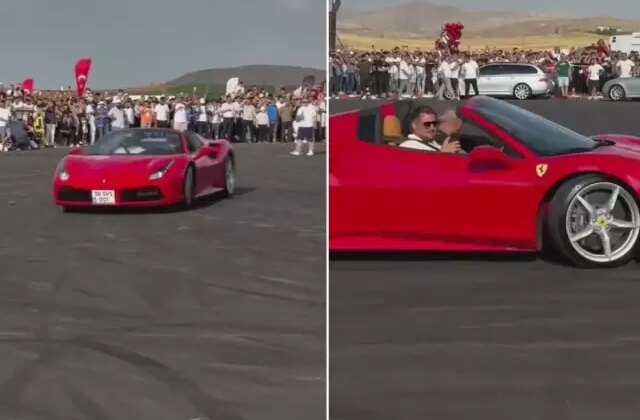 Sivas Belediye Başkanı Uzun, Ferrari’siyle drift gösterisi yaptı
