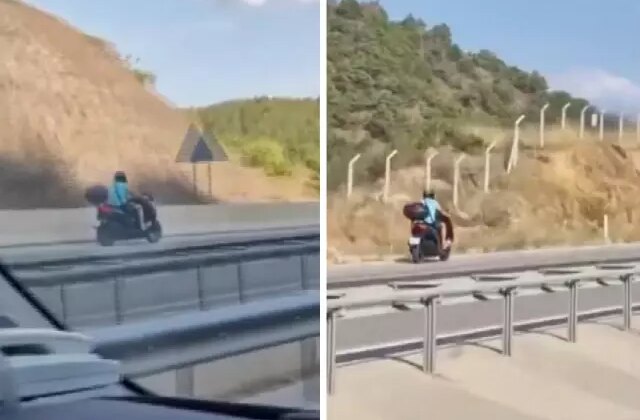 Ters şeritte kilometrelerce giden motosikleti kameralar böyle kaydetti