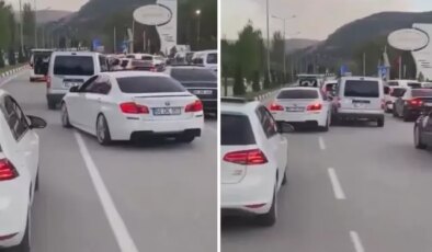 Tek derdi konvoyda öne geçmek! Yaptığı hareket ise akılalmaz