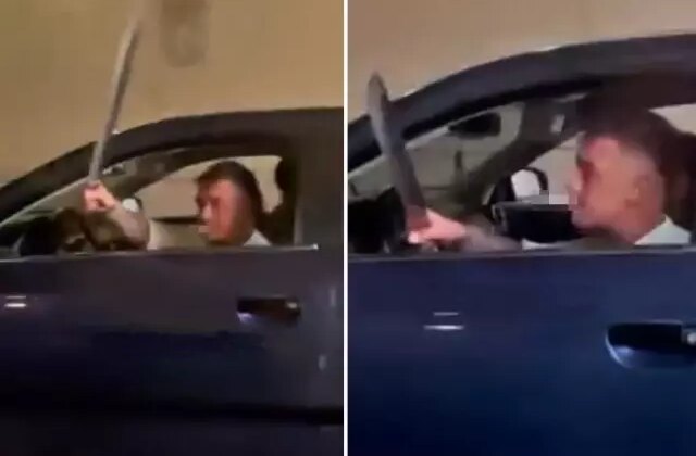 Trafikte döner bıçağıyla tehditler savurdu