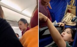 Uçakta koltuğunu tekmeleyen çocuğu uyaran kadın saldırıya uğradı