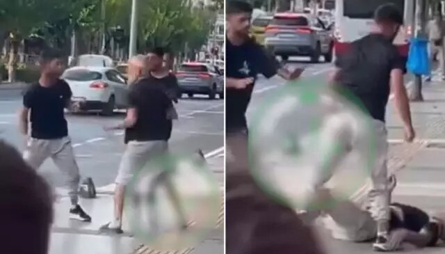 Yaşlı adamı tek yumrukla bayılttı! İşte tepki çeken o görüntüler