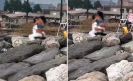 Yat limanında rezil görüntü: Kayaların üzerinde kimseye aldırış etmediler