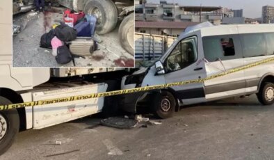 Yurt çocuklarını taşıyan minibüs, tırın altına girdi! Can pazarı