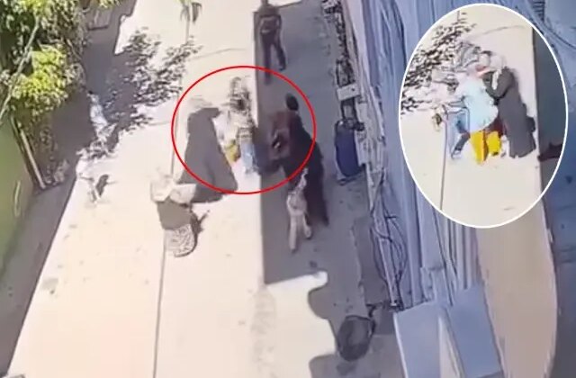 3 kadın, kucağında çocuğu ile yürüyen anneyi tekme tokat darbetti