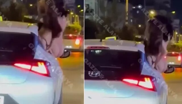 3 kadın yarı çıplak arabada dans etti, gören şaştı kaldı