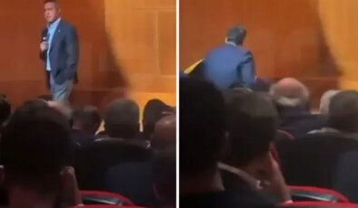 Ali Koç konuşma yaparken yere düştü