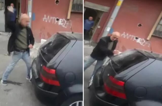 Alkollü şahıs, esnafın aracını taşla paramparça etti