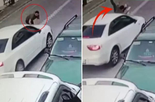 Baba gibi baba: Oğlu için kendini arabanın önüne attı