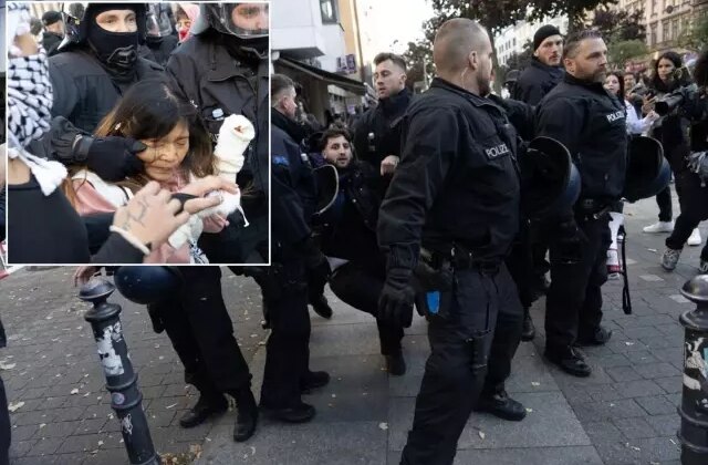 Polis şiddetine tepki yağdı! Almanya’daki 100 bin kişilik Filistin yürüyüşe çok sert müdahale