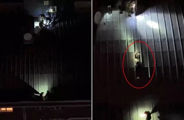 Çatıya çıkan komşu kızını kurtarmak isteyen 2 kişi düştü