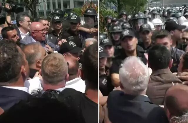 CHP il binası önünde gerginlik! Tansiyon bir anda yükseldi
