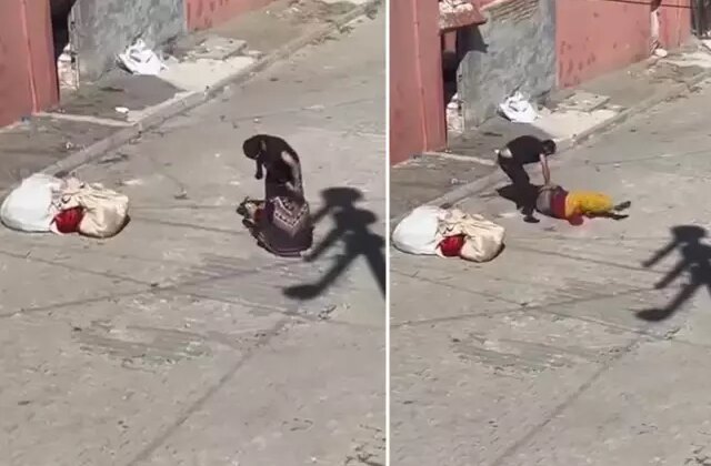 Cani koca, eşini sokak ortasında bayılıncaya kadar dövdü